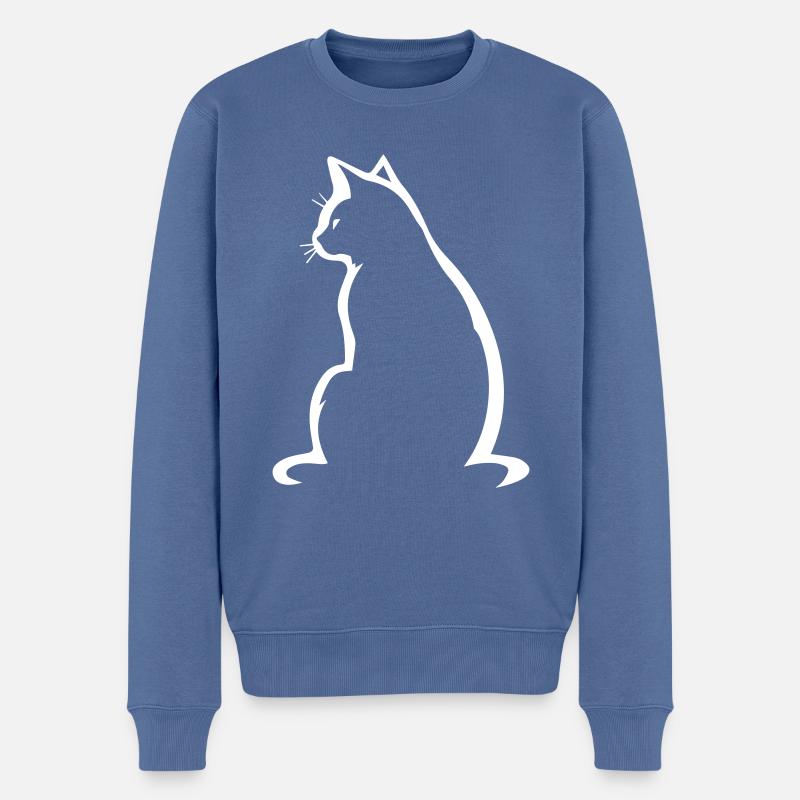 Katze - Männer Premium Bio Pullover - Taubenblau