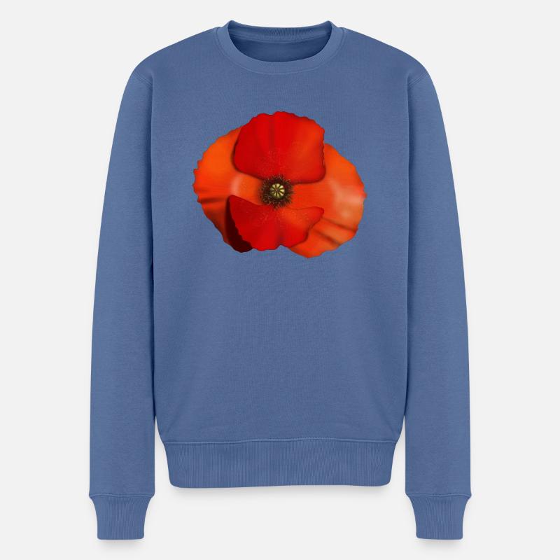 Fleur de coquelicot - Pull Premium bio Homme - bleu pigeon
