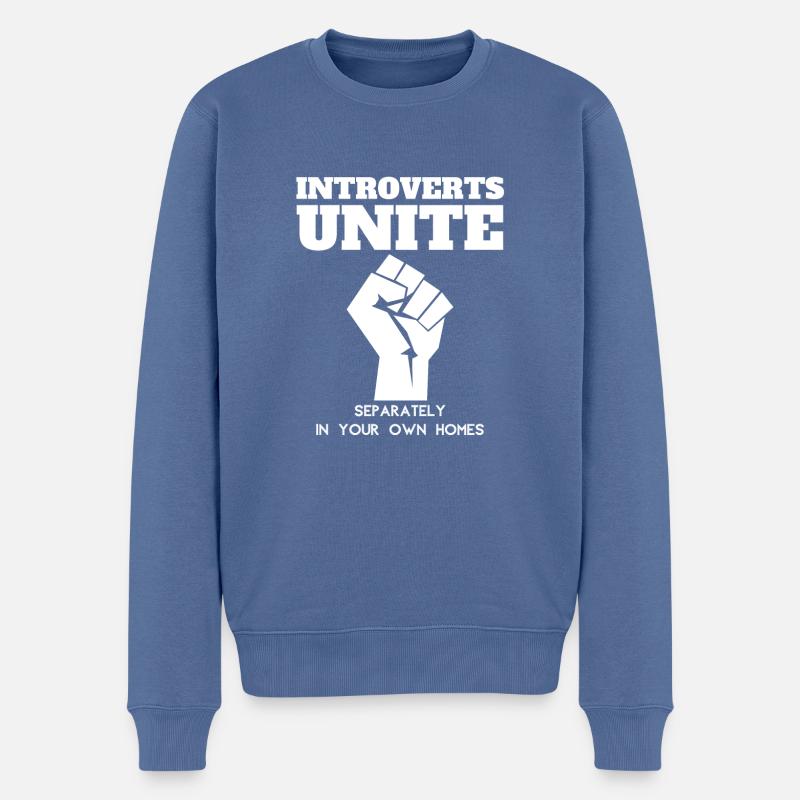Introverts unite - Männer Premium Bio Pullover - Taubenblau