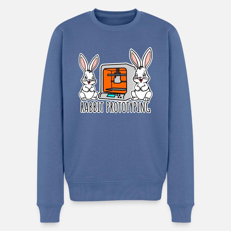 Prototypage de lapins - Impression de lapins avec une imprimante 3D - Pull Premium bio Homme - bleu pigeon