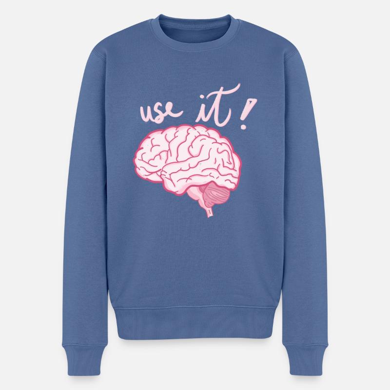 Gehirn - Benutze es! - Männer Premium Bio Pullover - Taubenblau