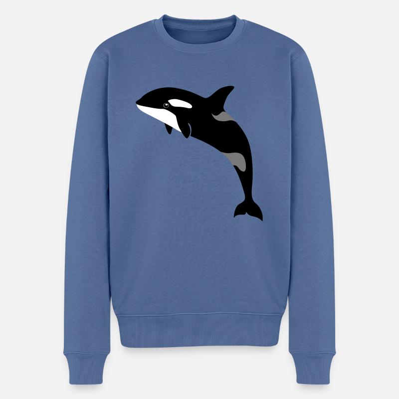 jumping Orca - Männer Premium Bio Pullover - Taubenblau