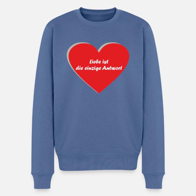 Herz, rot, Spruch - Männer Premium Bio Pullover - Taubenblau