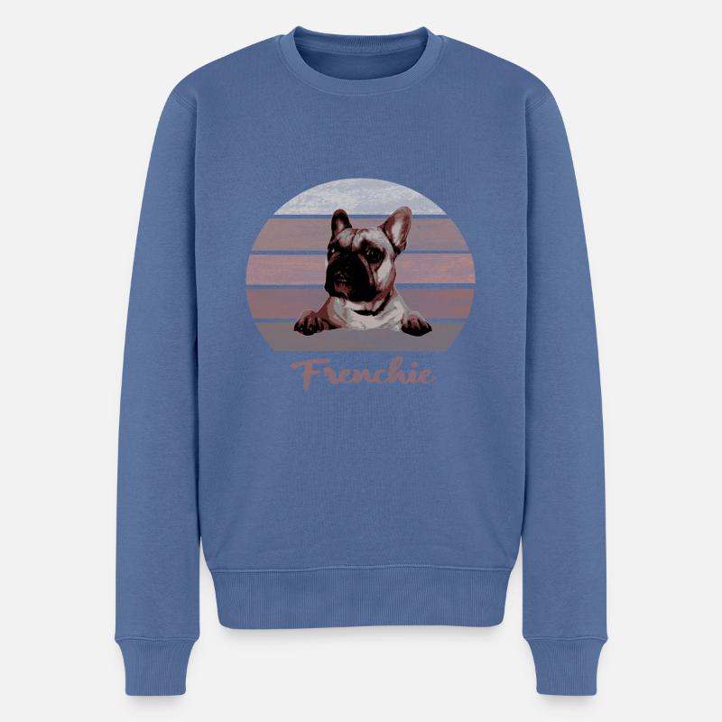 Frenchie, Chiens, Bully, Français Bulldog - Pull Premium bio Homme - bleu pigeon