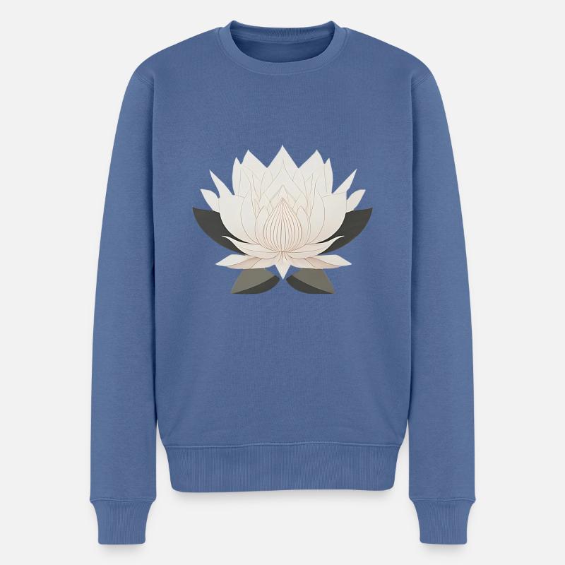 Lotusblume - Männer Premium Bio Pullover - Taubenblau