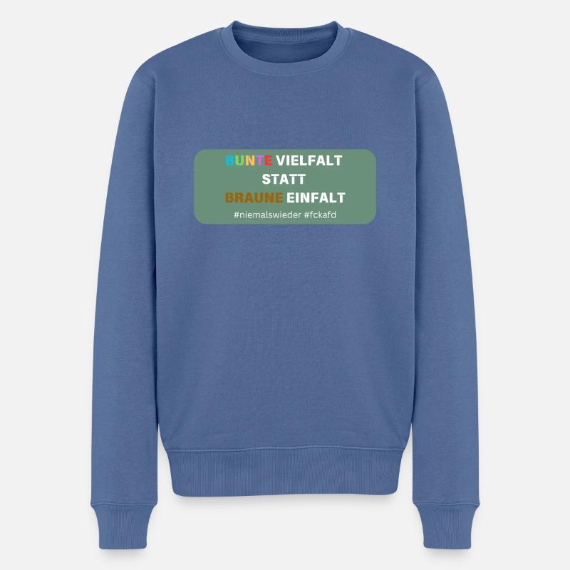 Bunte Vielfalt - Männer Premium Bio Pullover - Taubenblau