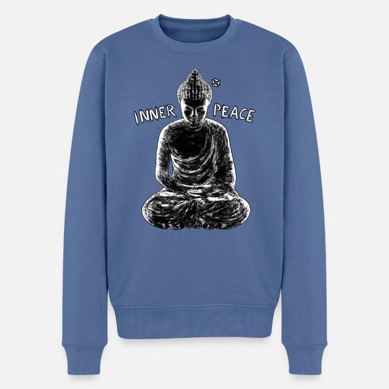 Innerer Frieden - Männer Premium Bio Pullover - Taubenblau