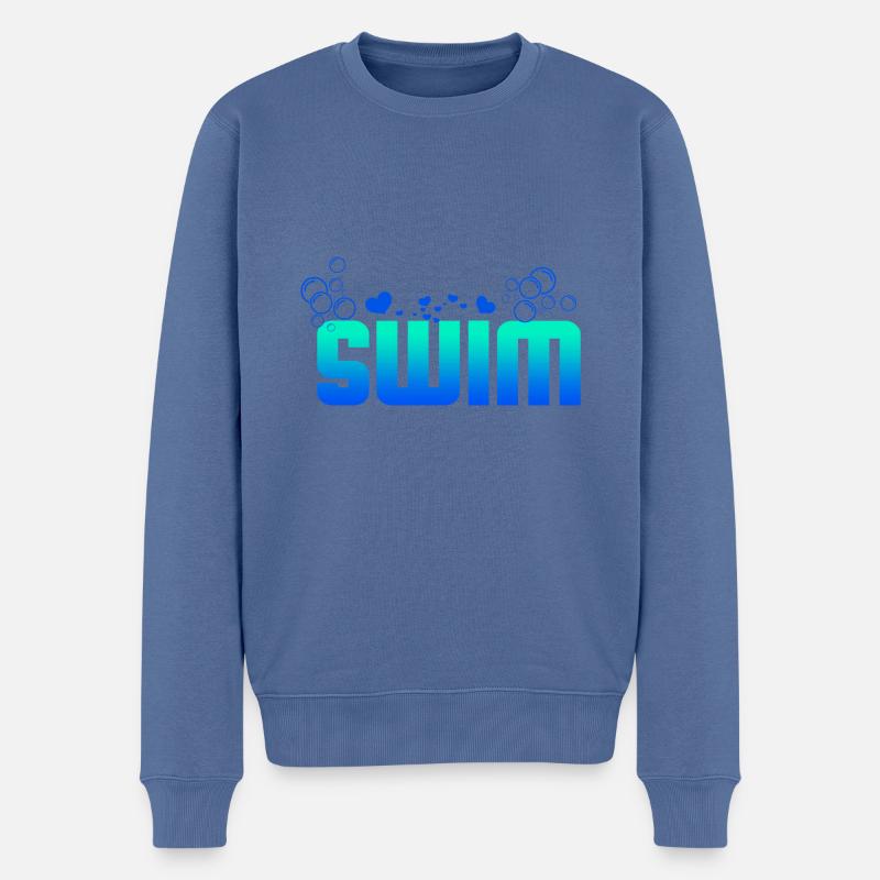 Schwimmen - Männer Premium Bio Pullover - Taubenblau