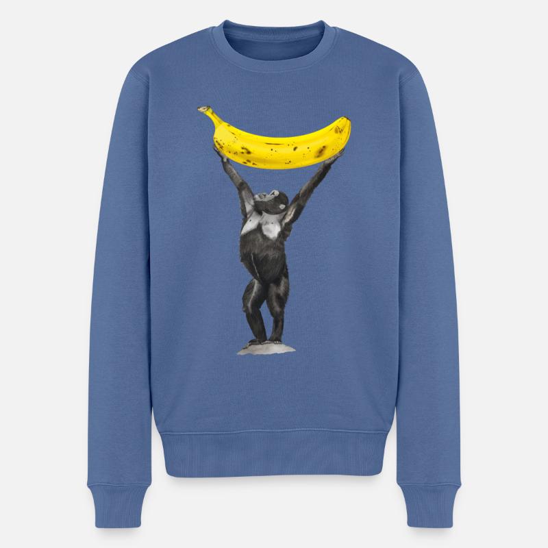 Affe Banane Ape - Männer Premium Bio Pullover - Taubenblau