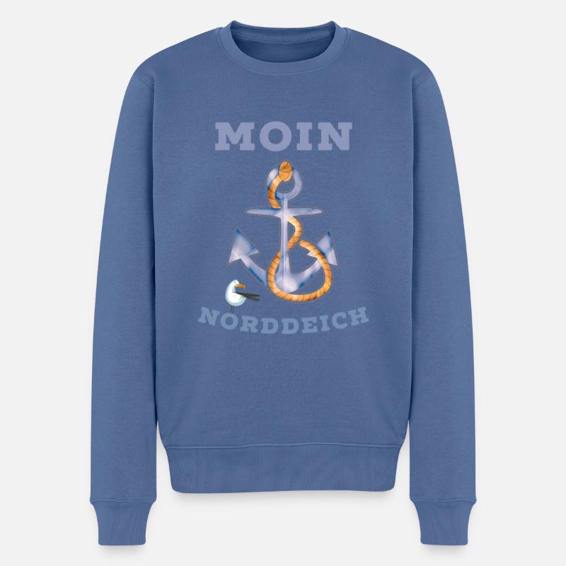 Moin Norddeich coole Nordsee Shirts und Geschenke - Männer Premium Bio Pullover - Taubenblau