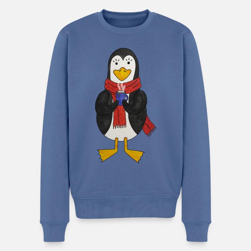 Pinguine Winter cozzy hygge gemütlich Winterzeit - Männer Premium Bio Pullover - Taubenblau