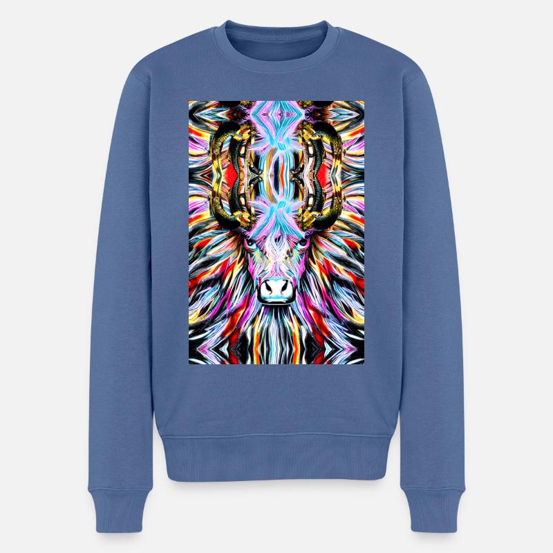 Taureau de Camargue peinture abstraite - Pull Premium bio Homme - bleu pigeon