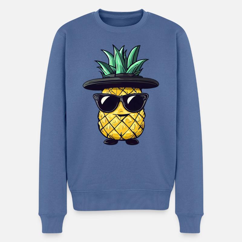 Coole Gangster-Ananas mit Sonnenbrille - Männer Premium Bio Pullover - Taubenblau