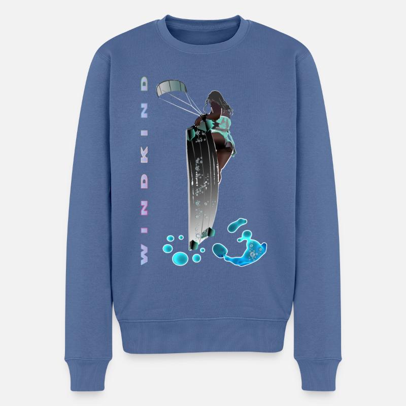 Kitesurfen - Männer Premium Bio Pullover - Taubenblau