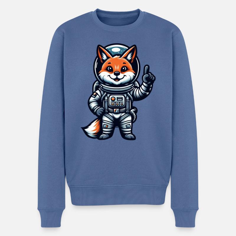 Astronaut Fuchs Weltraum Kosmonaut Universum - Männer Premium Bio Pullover - Taubenblau