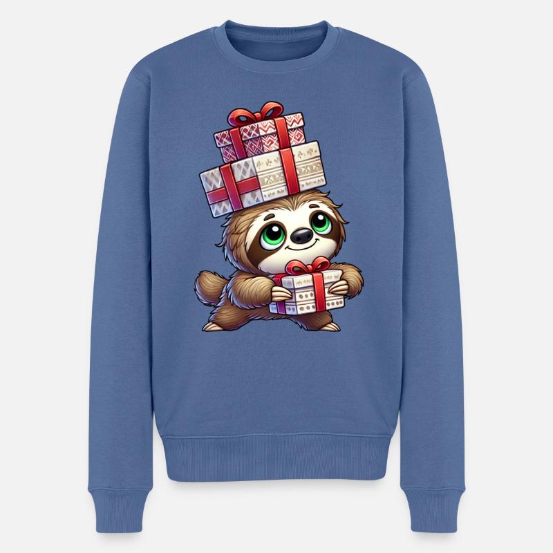 Weihnachtsmann Faultier Weihnachtszeit Feier - Männer Premium Bio Pullover - Taubenblau