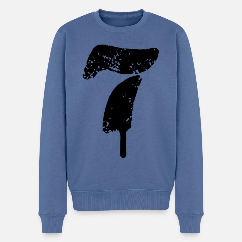 7 Zahl Symbol - Männer Premium Bio Pullover - Taubenblau