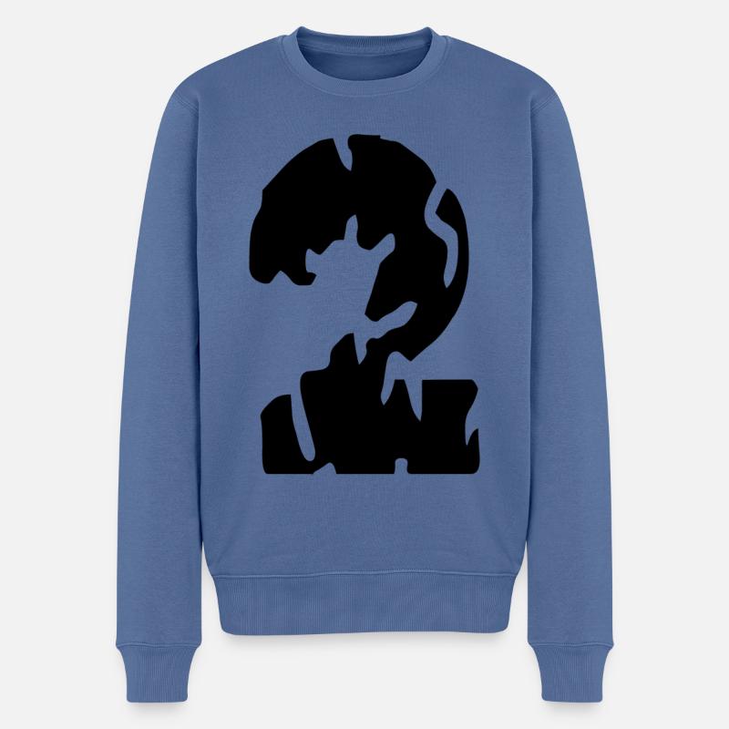 2 Zahl Trikot - Männer Premium Bio Pullover - Taubenblau
