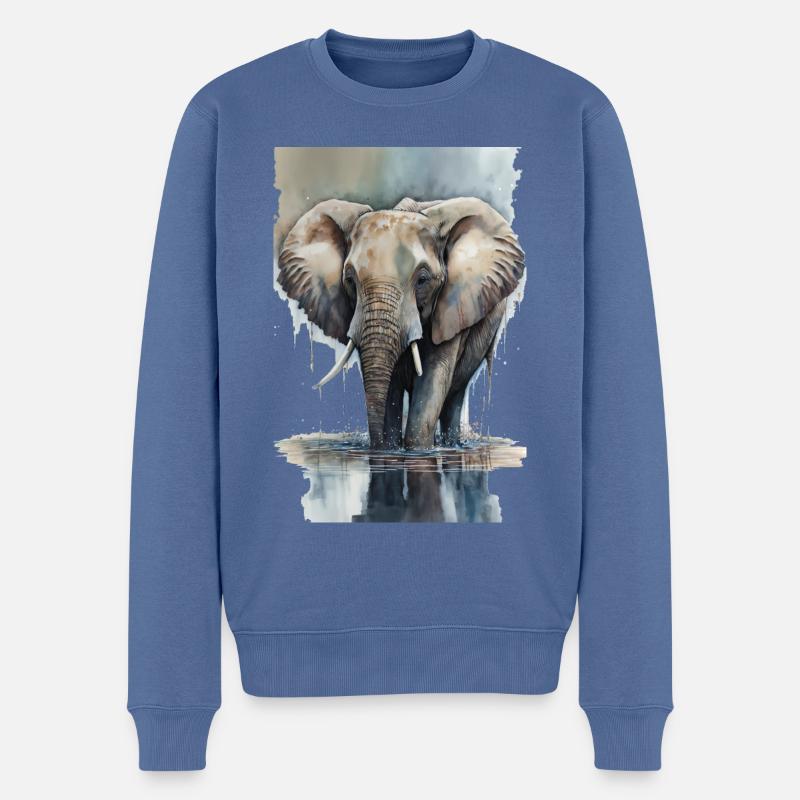 Elefant Aquarell - Männer Premium Bio Pullover - Taubenblau