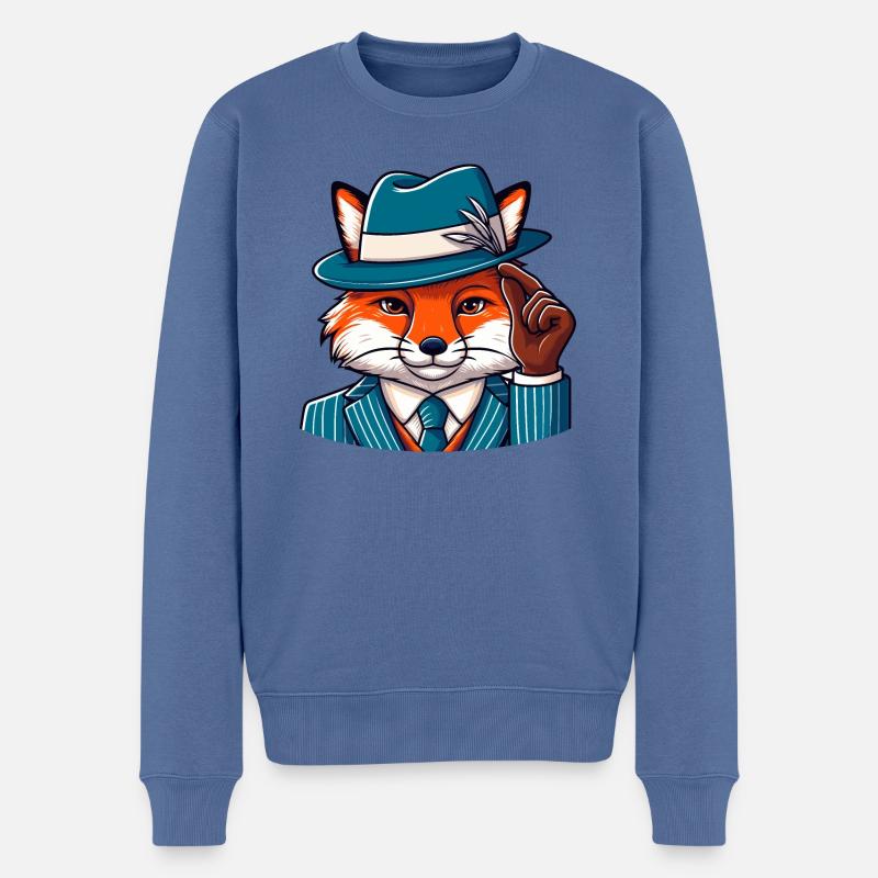 Mafioso Fuchs - Männer Premium Bio Pullover - Taubenblau