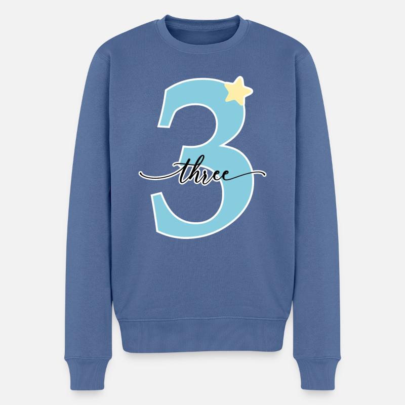 3ème anniversaire trois ans - Pull Premium bio Homme - bleu pigeon