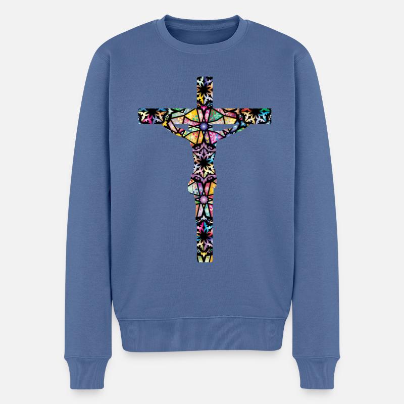 Jésus Crucifixion Religion chrétienne - Pull Premium bio Homme - bleu pigeon