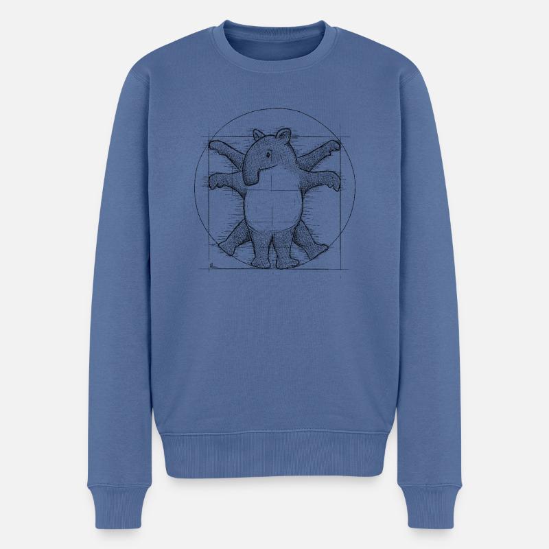 Retro Vitruvianischer Cartoon Tapir Zeichnung - Männer Premium Bio Pullover - Taubenblau