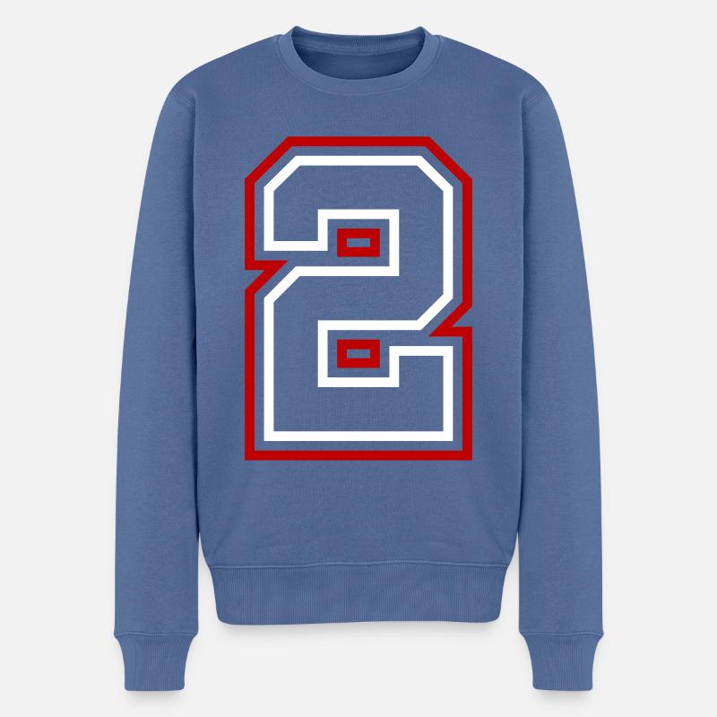 2 Zahl nummer - Männer Premium Bio Pullover - Taubenblau