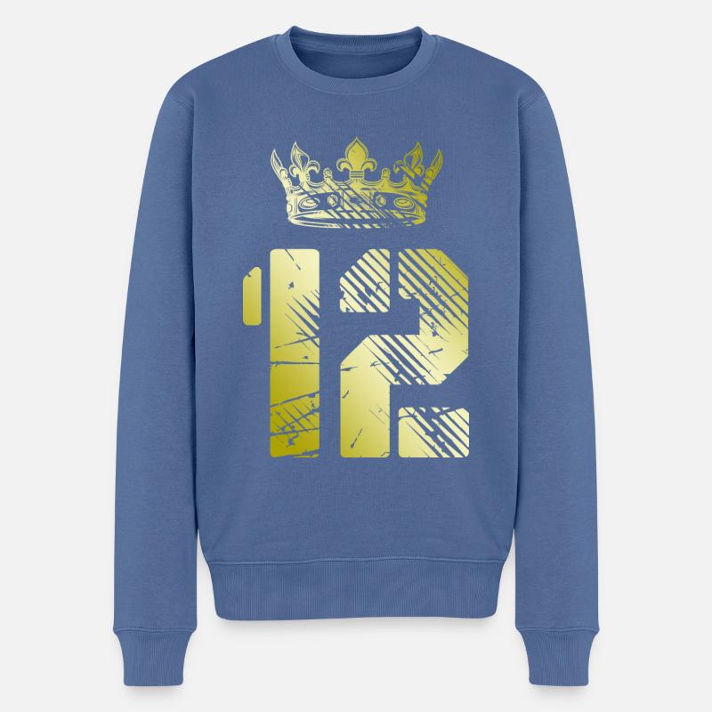 12 Couronne numérique - Pull Premium bio Homme - bleu pigeon