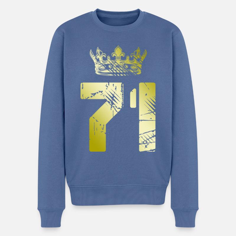 71 Zahl Krone - Männer Premium Bio Pullover - Taubenblau