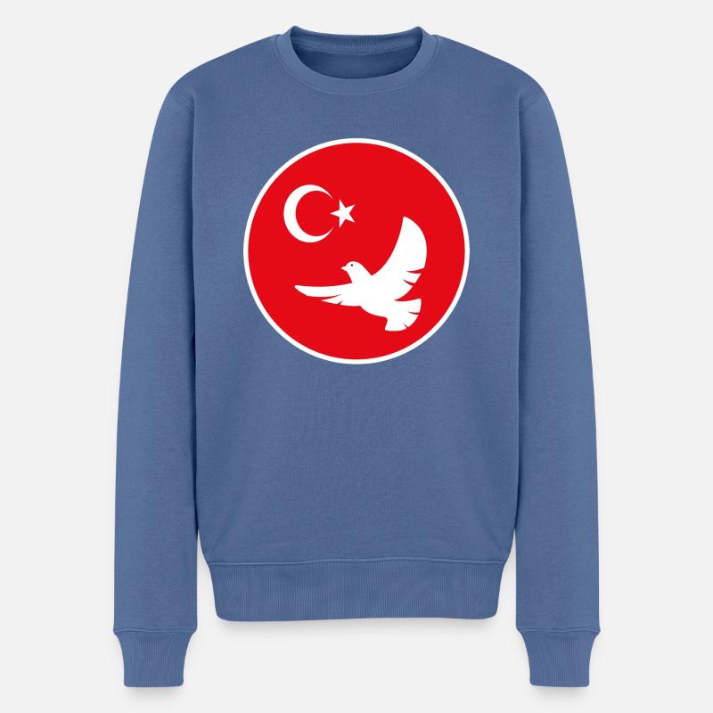Drapeau Turquie Syrie - Pull Premium bio Homme - bleu pigeon