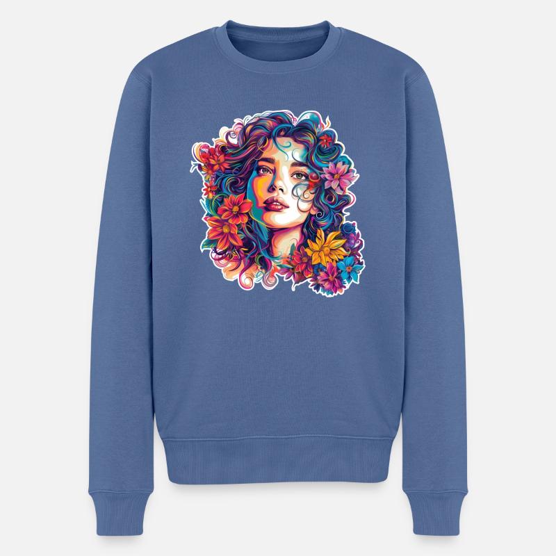 Summer Blossom Dreams Nr. 3 - Männer Premium Bio Pullover - Taubenblau