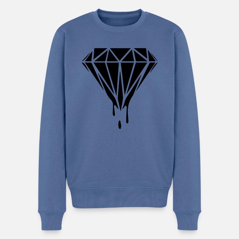 Diamand noir - Pull Premium bio Homme - bleu pigeon