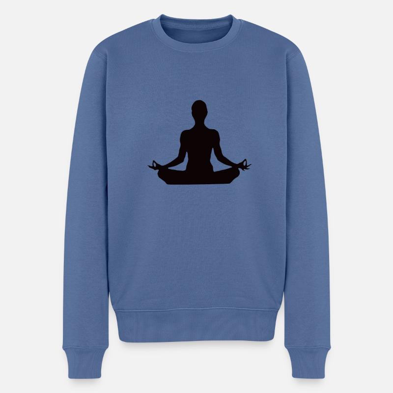 Lotussitz Yoga - Männer Premium Bio Pullover - Taubenblau