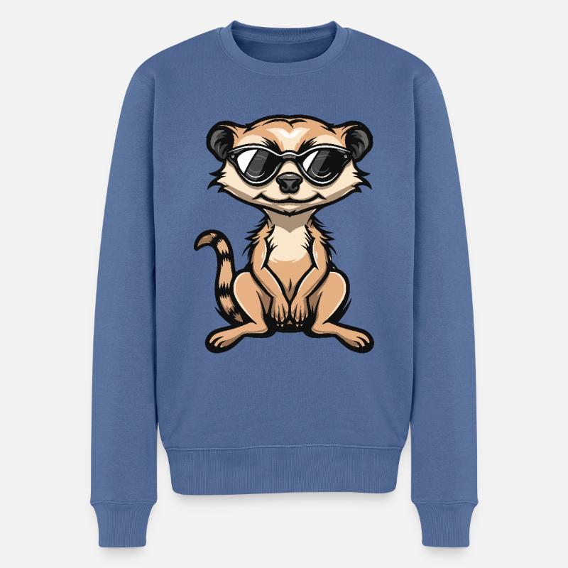 Erdmännchen Cool Comic - Männer Premium Bio Pullover - Taubenblau