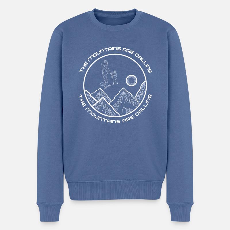 Les montagnes appellent blanc - Pull Premium bio Homme - bleu pigeon