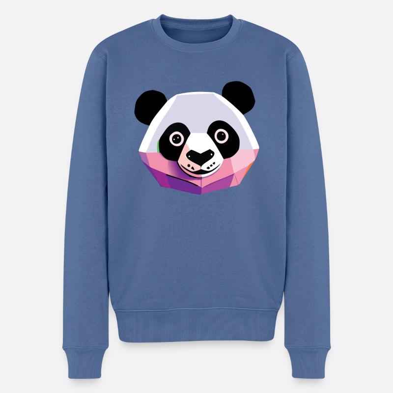 Panda Low Poly - Pull Premium bio Homme - bleu pigeon