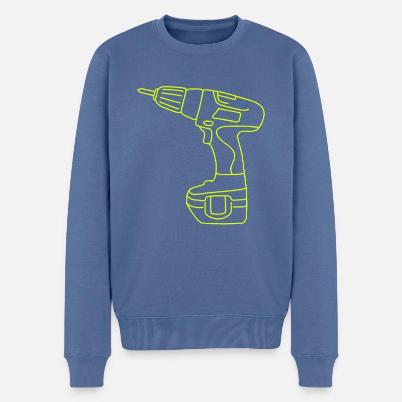 Tournevis perceuse sans fil - Pull Premium bio Homme - bleu pigeon