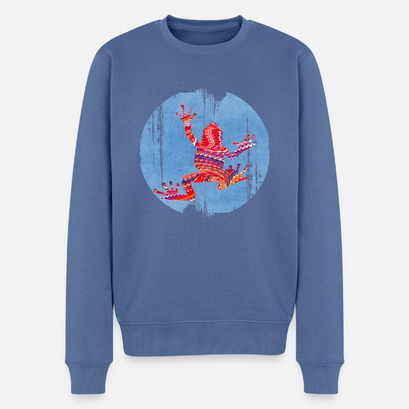 frosch 110 a - Männer Premium Bio Pullover - Taubenblau
