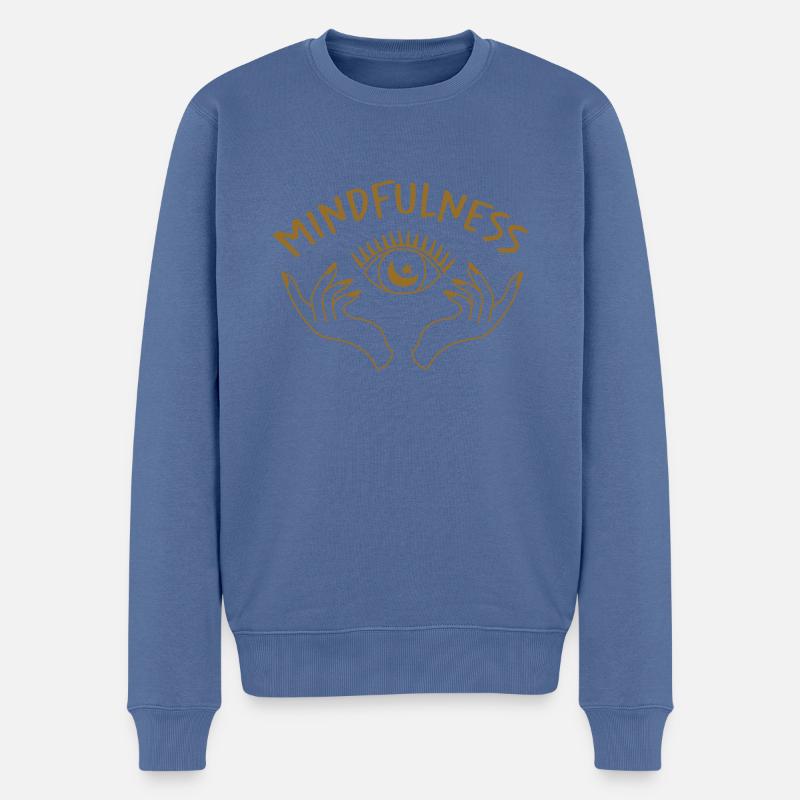 Achtsamkeits-Meditation - Männer Premium Bio Pullover - Taubenblau