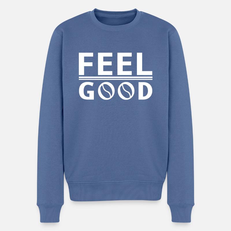Feel Good - Männer Premium Bio Pullover - Taubenblau