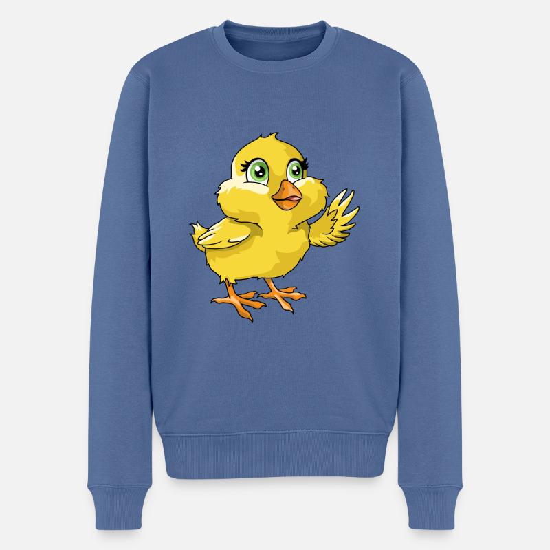 Flauschiges Küken Chick Illustration Cartoon comic - Männer Premium Bio Pullover - Taubenblau