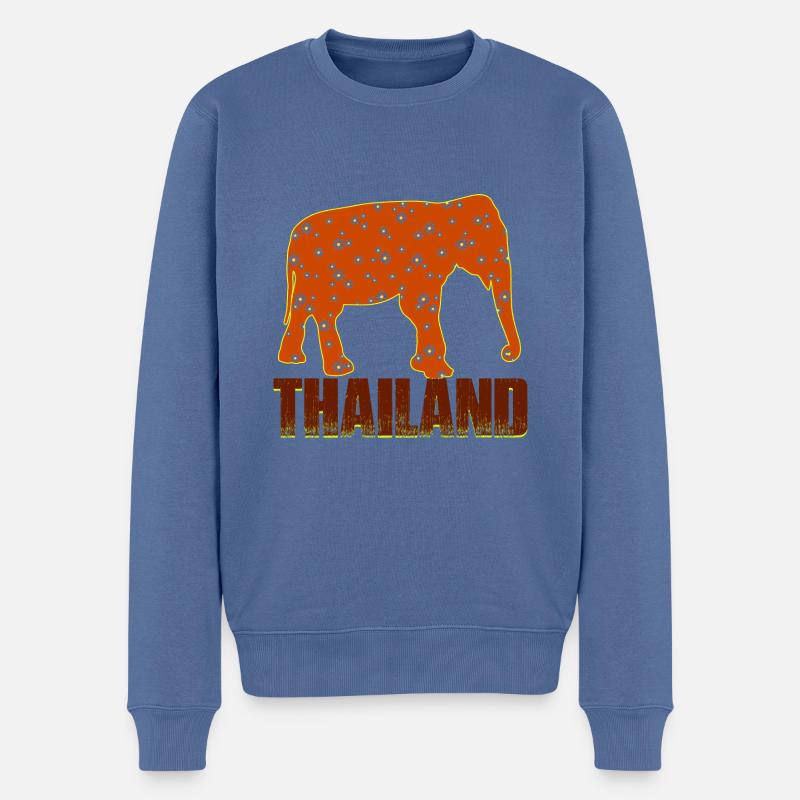 Thailand Bunter Elefant - Männer Premium Bio Pullover - Taubenblau