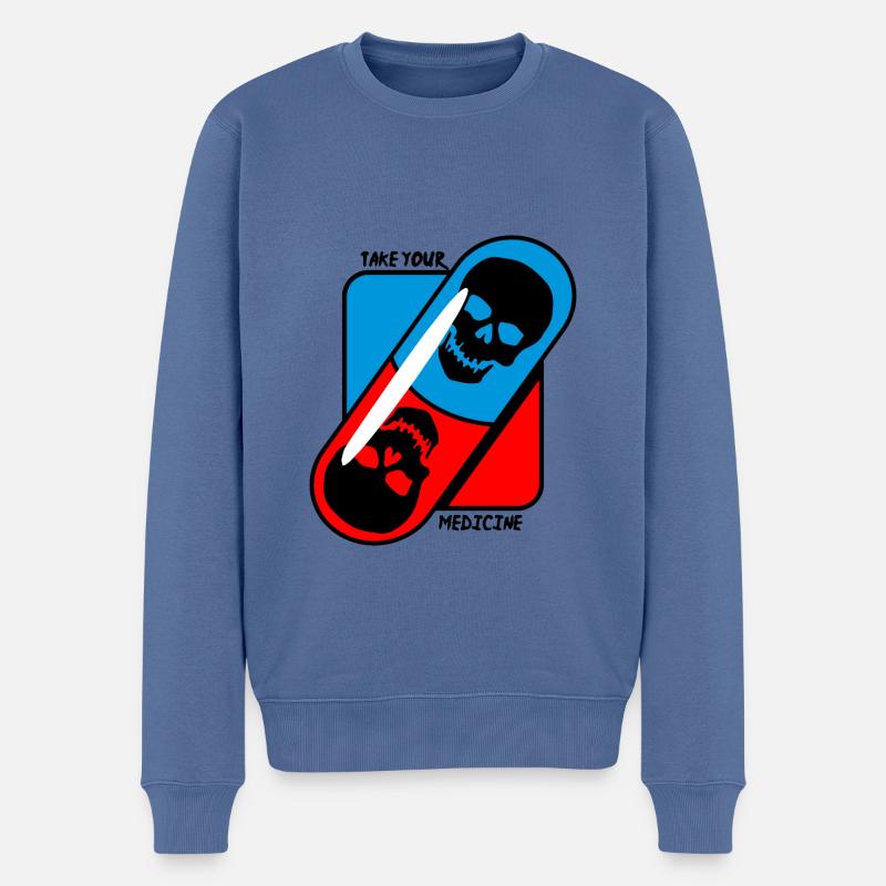 Nimm - deine - Medizin - Totenkopf - Männer Premium Bio Pullover - Taubenblau