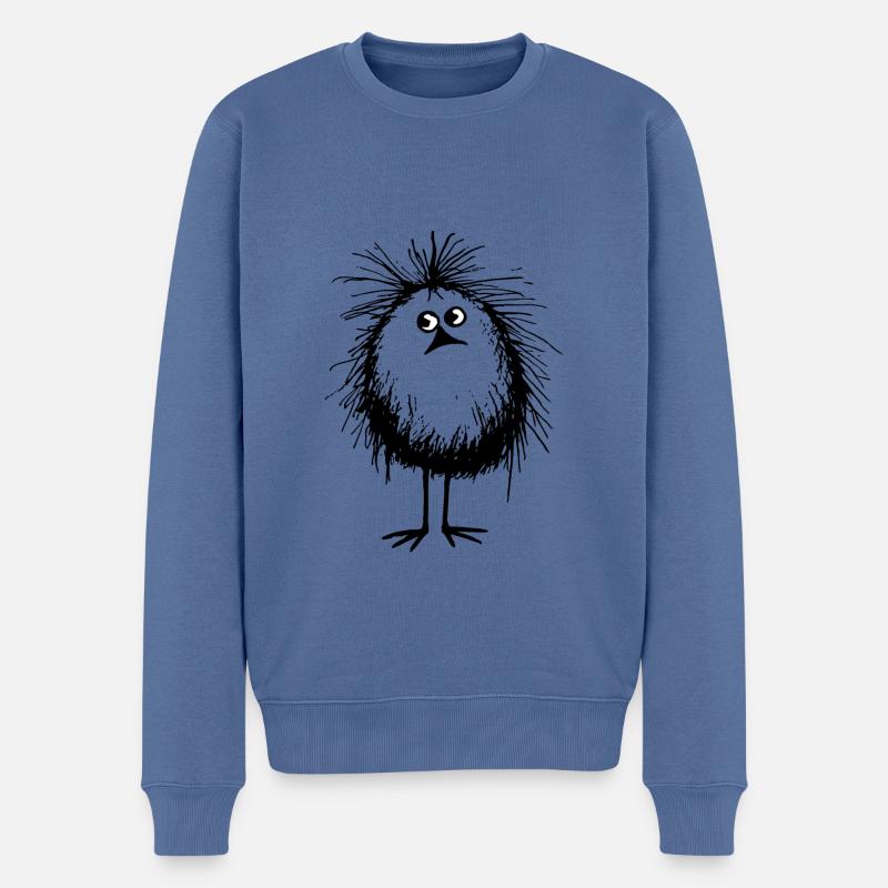 Niedlicher Federmonster-Vogel - Männer Premium Bio Pullover - Taubenblau