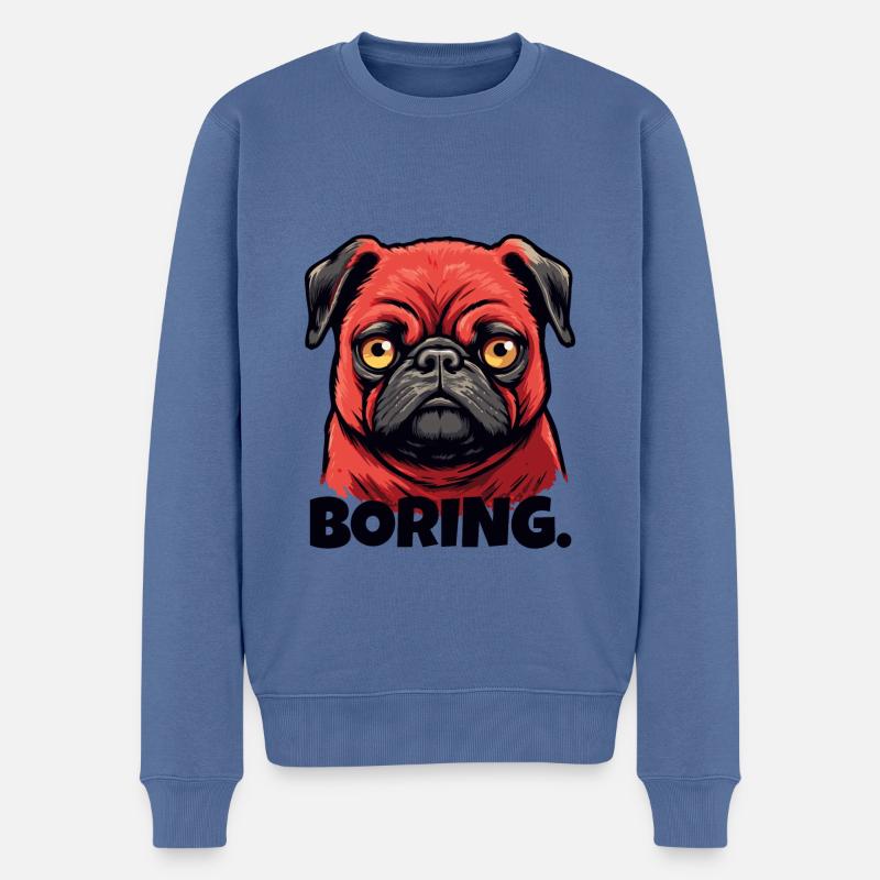 Petit carlin qui s’ennuie - Pull Premium bio Homme - bleu pigeon