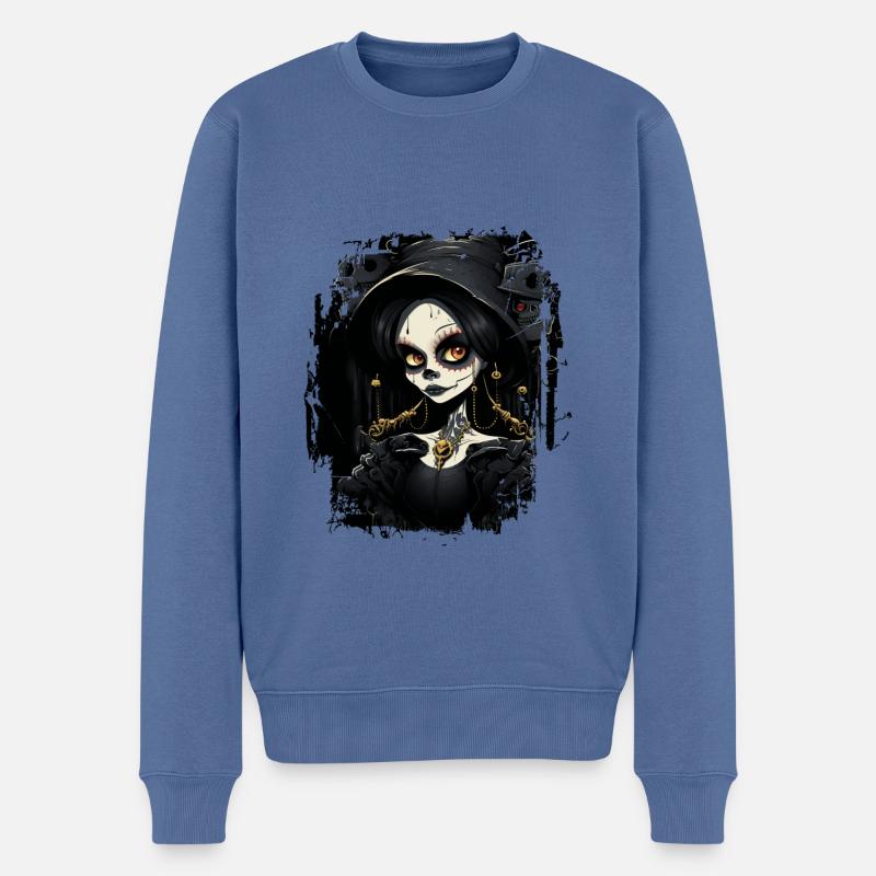 Süßes Gothic-Mädchen - Männer Premium Bio Pullover - Taubenblau