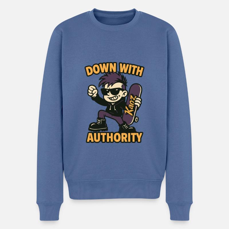 Comic-Skatepunk mit Sonnenbrille - Männer Premium Bio Pullover - Taubenblau