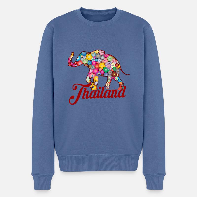 Éléphant coloré Thaïlande - Pull Premium bio Homme - bleu pigeon