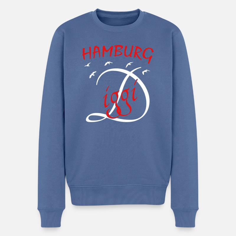 Hamburg Diggi - Männer Premium Bio Pullover - Taubenblau